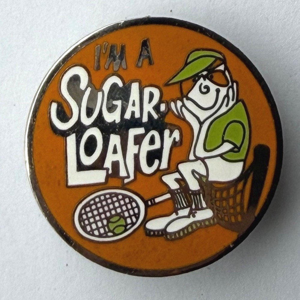 Vintage Sugarloaf Mountain Maine I'm A Sugar-Loafer Tennis Enamel Pin Retro Ski